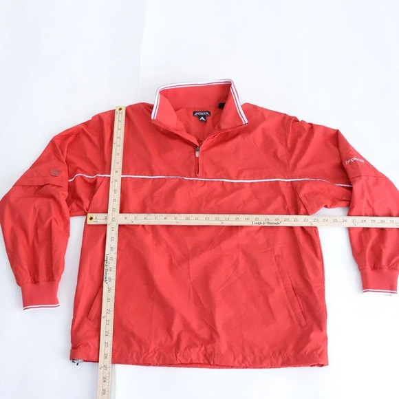 Antigua Red  Quarter Zip w Removable Sleeves Golf Windbreaker Size Medium - Picture 4 of 11